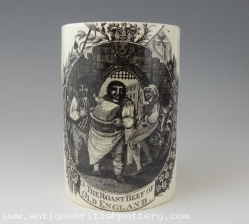 Large Creamware ' Roast Beef of England' Mug