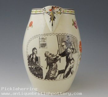 'Cuckold Maker' Creamware Jug